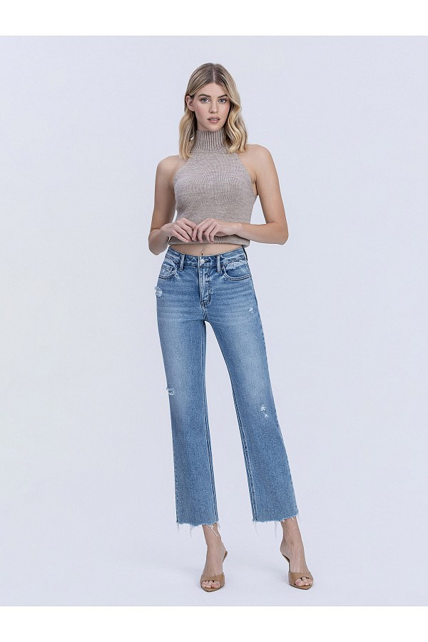 HIGH RISE DISTRESSED DETAIL ANKLE S...